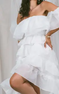 Brandy Maxi Dress ~ White Organza(XXS)