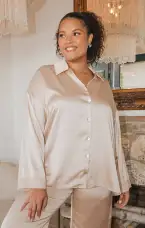 Always and Forever Button Down ~ Champagne Luxe Satin(XXS)