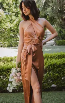 Adele Halter Maxi Dress ~ Copper Luxe Satin(XXS)