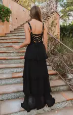 Lady Corset Dress ~ Black Chiffon(XXS)
