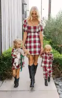 Smitten Babydoll Dress ~ Winter Plaid(XS)