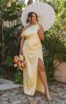 Jodie Dress ~ Pale Yellow Luxe Satin(XXS)