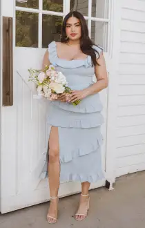 Greta Dress ~ Steel Blue Stretch(XXS)