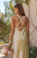 Anderson Maxi Dress ~ Pale Yellow Luxe Satin(XXS)