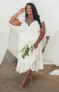 Samantha Ruffle Wrap Dress ~ Ivory Luxe Satin(XXS)