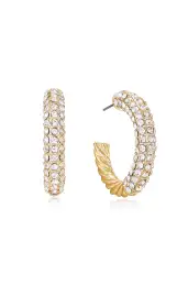 Ettika Crystal Dotted Twist Hoop Earrings ~ Gold(OS)