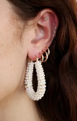 Ettika Pearl Wrapped Hoop Earrings ~ Pearl(OS)