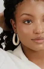 Ettika Pearl Wrapped Hoop Earrings ~ Pearl(OS)
