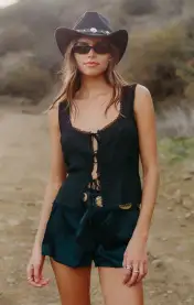 Mimi Top ~ Black Linen