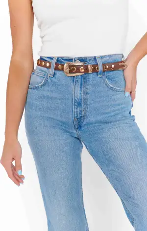 Petit Moments Phoenix Disco Stud Belt ~ Brown/Gold(XS/S)