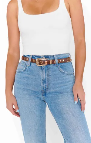Petit Moments Phoenix Disco Stud Belt ~ Brown/Gold(XS/S)
