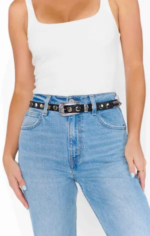 Petit Moments Phoenix Disco Stud Belt ~ Black/Silver(XS/S)