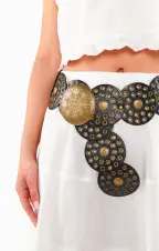 Western Studded Belt ~ Black/Gold(OS)