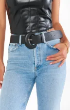Round Buckle Belt ~ Black(OS)