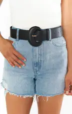 Round Buckle Belt ~ Black(OS)