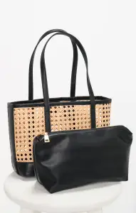 Soleil Mini Tote ~ Black and Natural(OS)