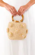 Elia Straw Bag ~ Natural/White(OS)