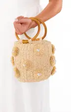 Elia Straw Bag ~ Natural/White(OS)