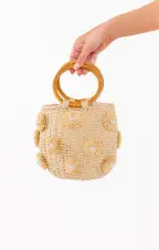 Elia Straw Bag ~ Natural/White(OS)