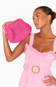 Ria Raffia Clutch ~ Hot Pink(OS)