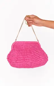 Ria Raffia Clutch ~ Hot Pink(OS)