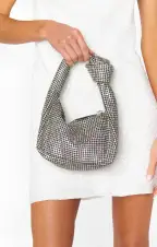 Kaia Knot Rhinestone Purse ~ Silver(OS)