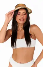 Lusana Banded Baha Visor ~ Brown and Off White(OS)