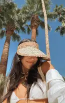 Lusana Banded Baha Visor ~ Brown and Off White