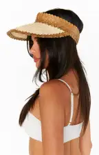 Lusana Banded Baha Visor ~ Brown and Off White(OS)