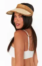 Lusana Banded Baha Visor ~ Brown and Off White(OS)