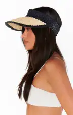Lusana Banded Baha Visor ~ Black and Off White(OS)