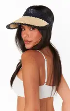 Lusana Banded Baha Visor ~ Black and Off White