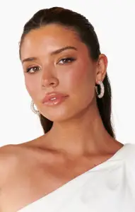 Ettika Crystal Dotted Twist Hoop Earrings ~ Gold(OS)