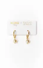 Mumu Weddings x Faithy Jewels Pearl Drop Hoop ~ Gold-Pearl