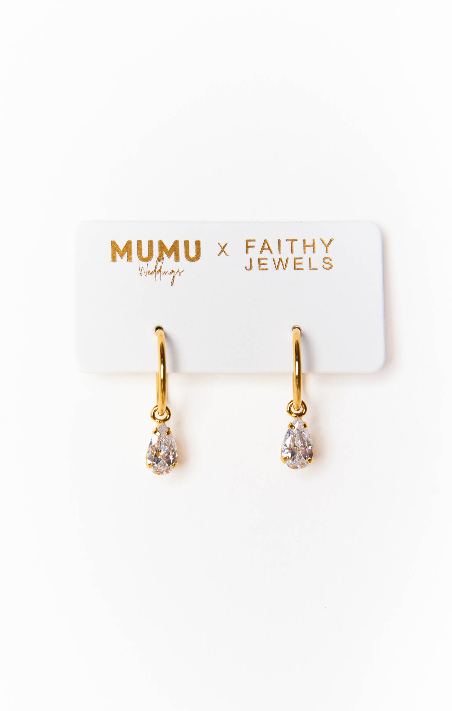 Mumu Weddings x Faithy Jewels Pear Drop Hoop ~ Gold