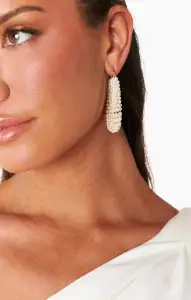 Ettika Pearl Wrapped Hoop Earrings ~ Pearl(OS)