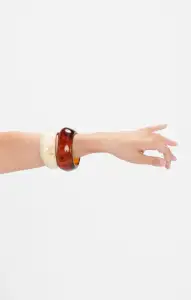 Resin Bangle Set ~ Cream & Brown(OS)