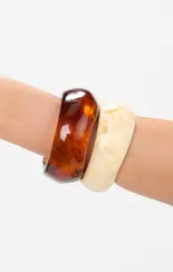 Resin Bangle Set ~ Cream & Brown(OS)