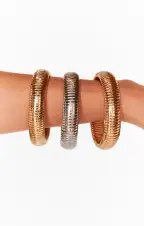 Ettika Golden Hour Flex Snake Chain Stretch Bracelet Set ~ Gold(OS)