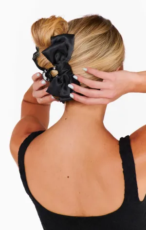 Bow Claw Clip ~ Black Satin(OS)