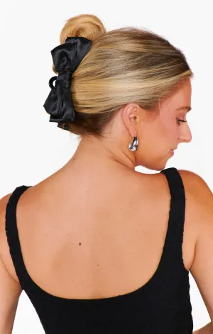 Bow Claw Clip ~ Black Satin(OS)