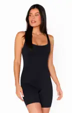 Second Skin Tia U Neck Tank Romper ~ Black(XS)
