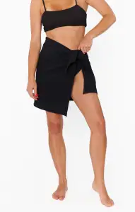 Leyla Sarong ~ Black Crinkle Flow(S/M)
