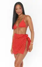 Leyla Sarong ~ Red Eyelet(XS/S)