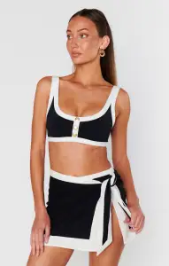 Shoreline Sarong ~ Black and White Linen