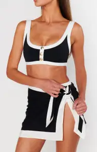 Shoreline Sarong ~ Black and White Linen(XS/S)