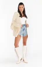 Billini Ceylan Fringe Boot ~ Cream Suede(6)