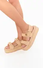 Steve Madden Bigmona Platform Sandal ~ Natural(6)