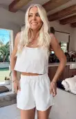 Tara Crop Top ~ White Linen(XS)