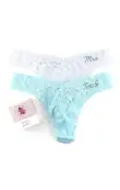 Hanky Panky Bride & Mrs. Original Rise Thong Gift Set ~ White/Blue(OS)